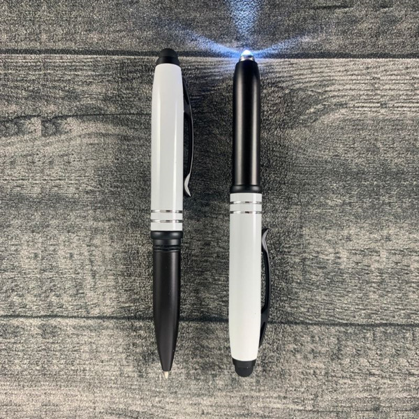 Bolígrafo linterna y puntero blanco y negro (2)