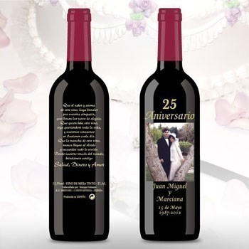 Botella de Vino con foto 25 aniversario