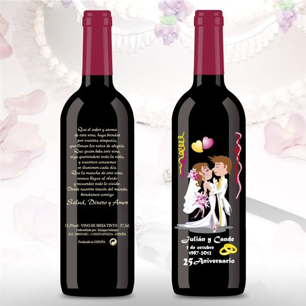 Botella de Vino de beso 25 aniversario (1)