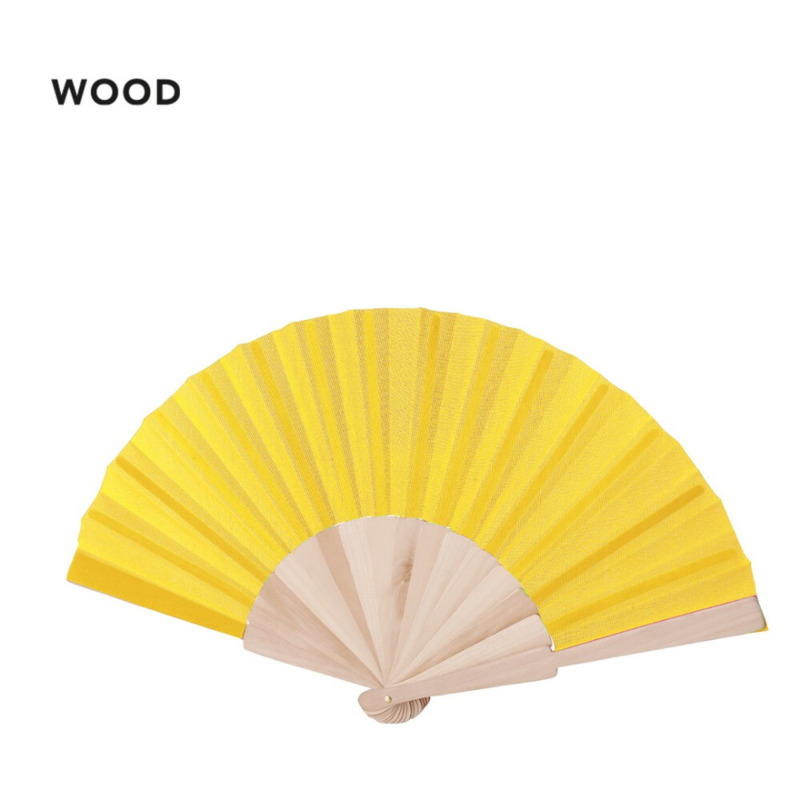 Abanico de madera con telas de colores grabado (2)
