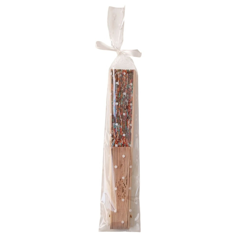 Abanico de madera y tela flores surtidas (1)