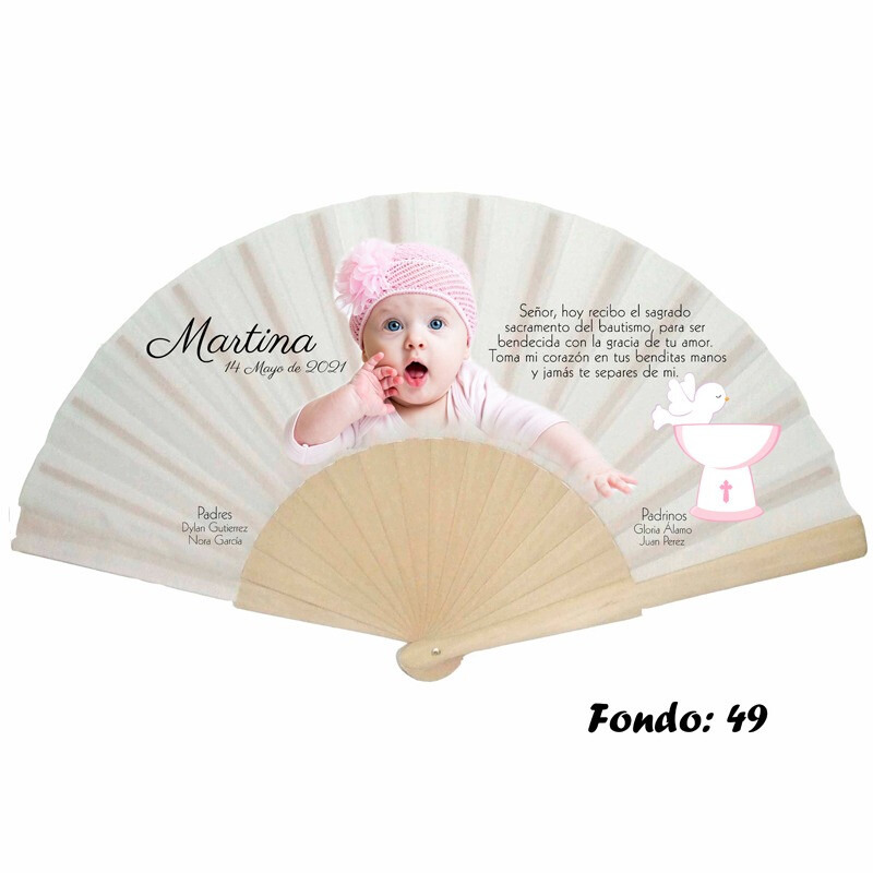 Abanico personalizado de bautizo niña varios modelos (20)
