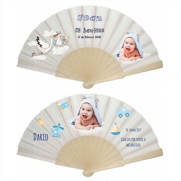 Abanico personalizado de bautizo niño varios modelos