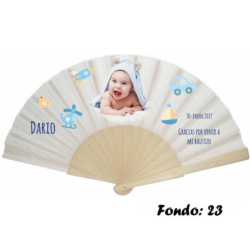 Abanico personalizado de bautizo niño varios modelos (14)