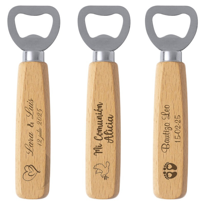 Abridor con mango de madera personalizable