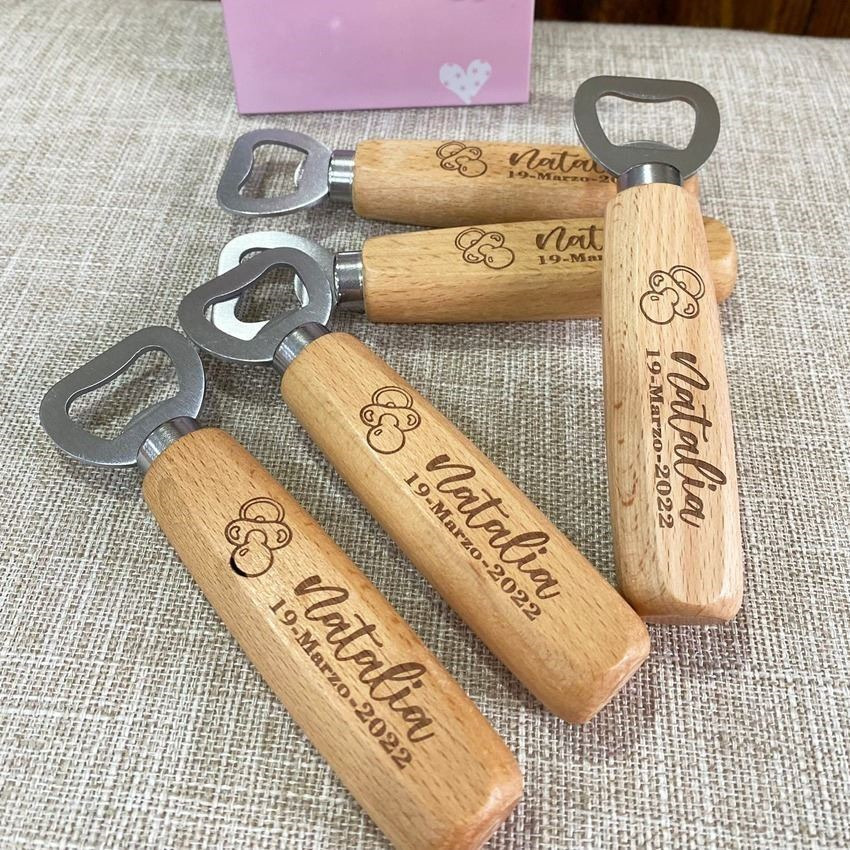 Abridor con mango de madera personalizable