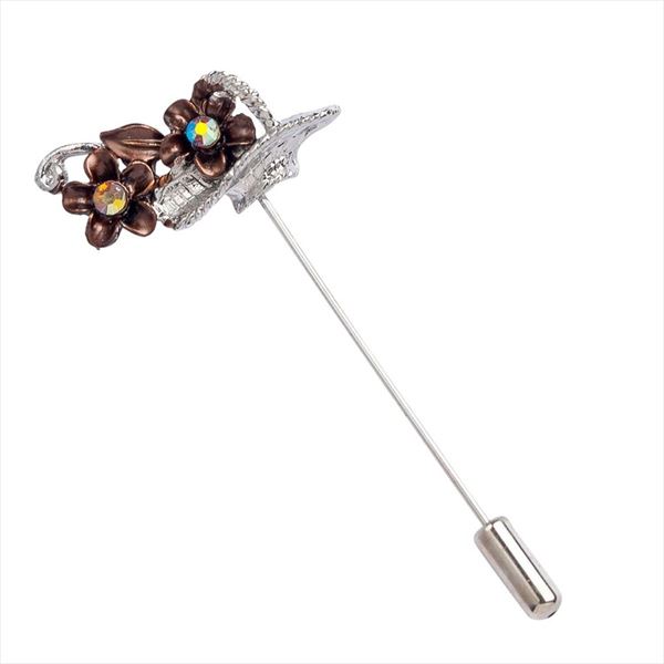 Alfiler con cestito flores marrones