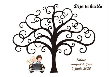 Árbol de huellas de boda personalizado 24 diseños