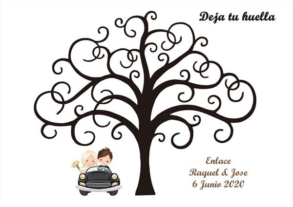 Árbol de huellas de boda personalizado 24 diseños