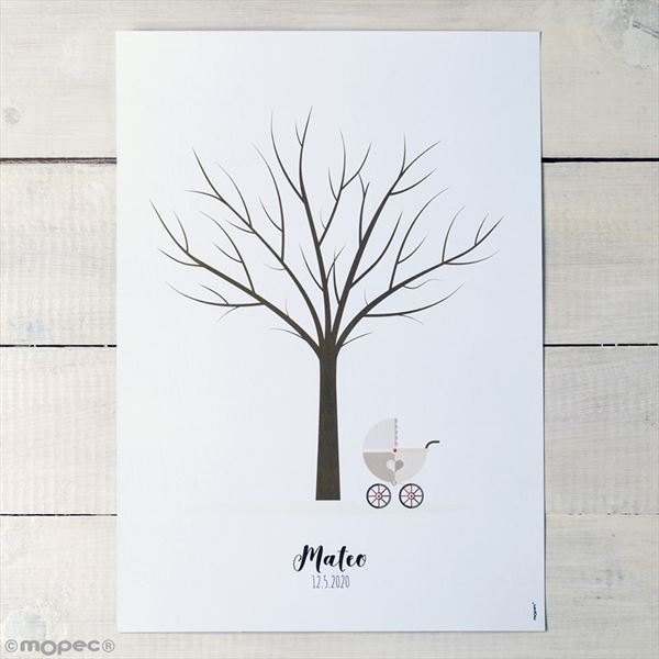 Árbol de huellas de cochecito capota