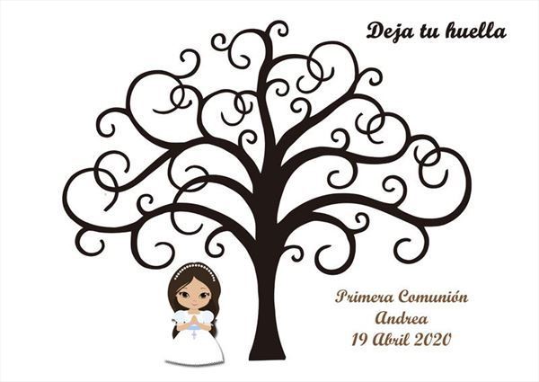 Árbol de huellas de comunión personalizado 24 diseños