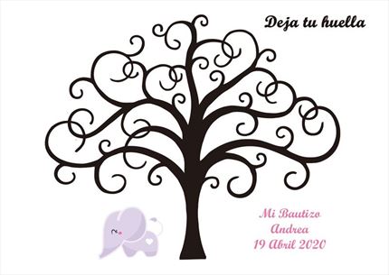Árbol de huellas de bautizo niña personalizado 20 diseños