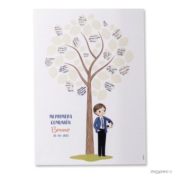 Árbol de huellas niño comunión con pelota