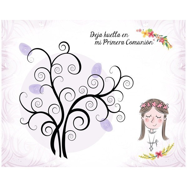 Árbol de huellas para comunión de niña