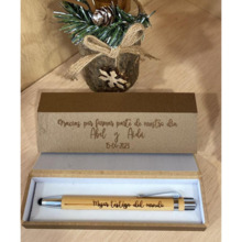 Bolígrafo de bambú con estuche