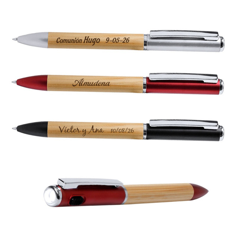 Bolígrafo de Bambú con Linterna LED Personalizable