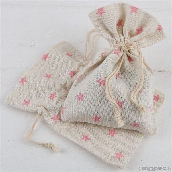 Bolsa algodón estrellas rosas