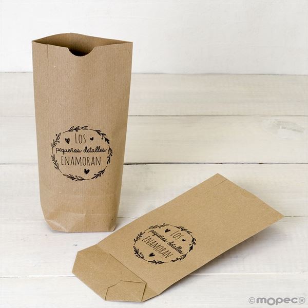 Bolsa Kraft con frase Detalles enamoran
