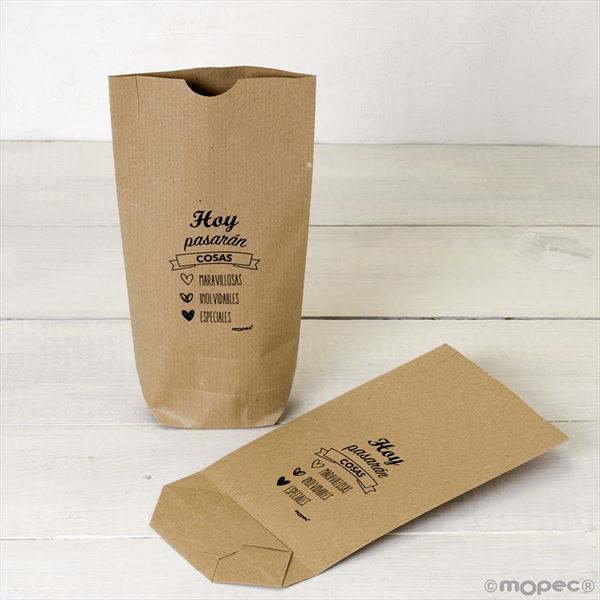Bolsa Kraft con frase Hoy pasarán cosas