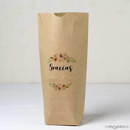 Bolsa Kraft Gracias con tiara de flores
