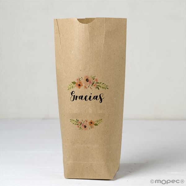 Bolsa Kraft Gracias con tiara de flores
