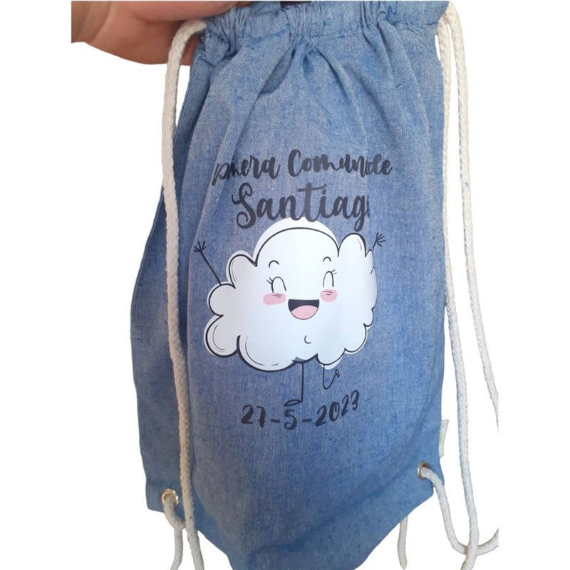 Bolsa Mochila de algodón personalizable, detalles de comunión, boda y bautizo (5)