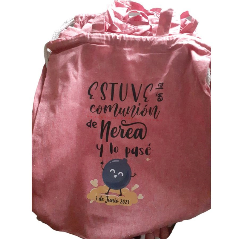 Bolsa Mochila de algodón personalizable, detalles de comunión, boda y bautizo (6)