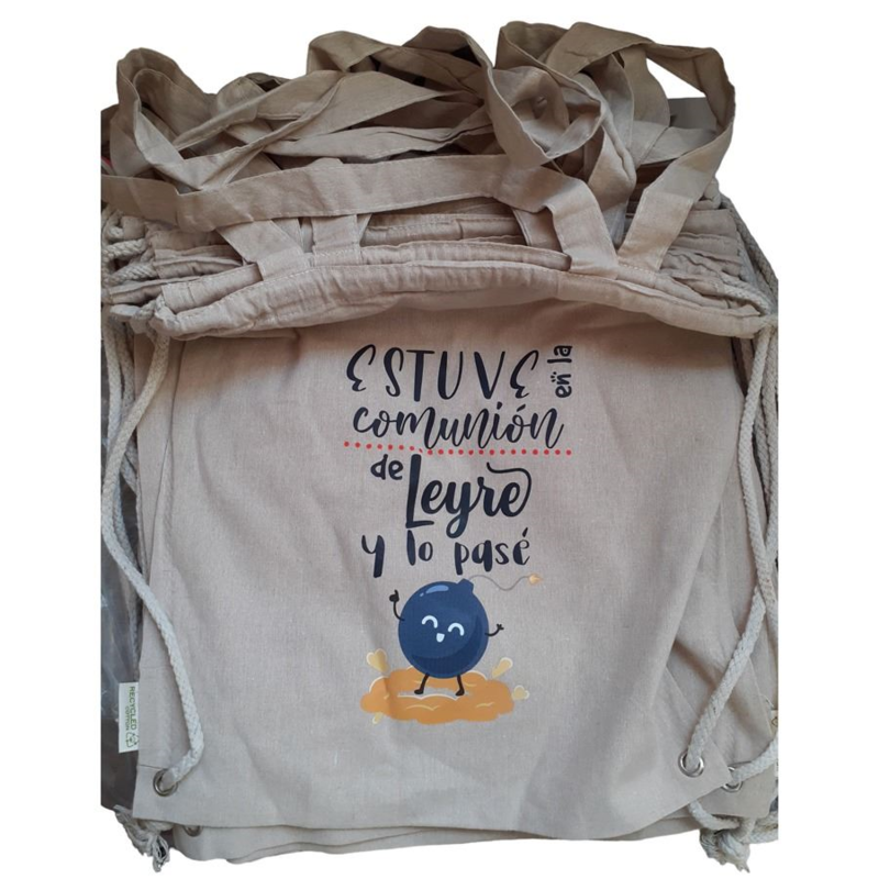 Bolsa Mochila de algodón personalizable, detalles de comunión, boda y bautizo (4)