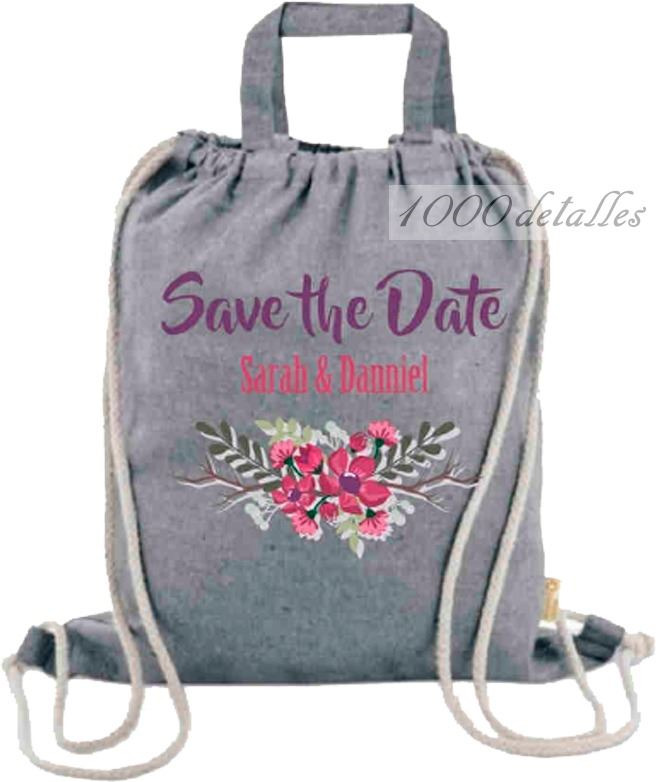 Bolsa Mochila de algodón personalizable, detalles de comunión, boda y bautizo (1)