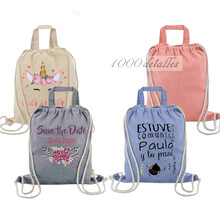 Bolsa Mochila de algodón personalizable, detalles de comunión, boda y bautizo