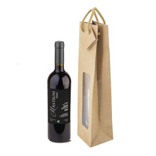 Bolsa para vino Kraft con ventana 75 cl.