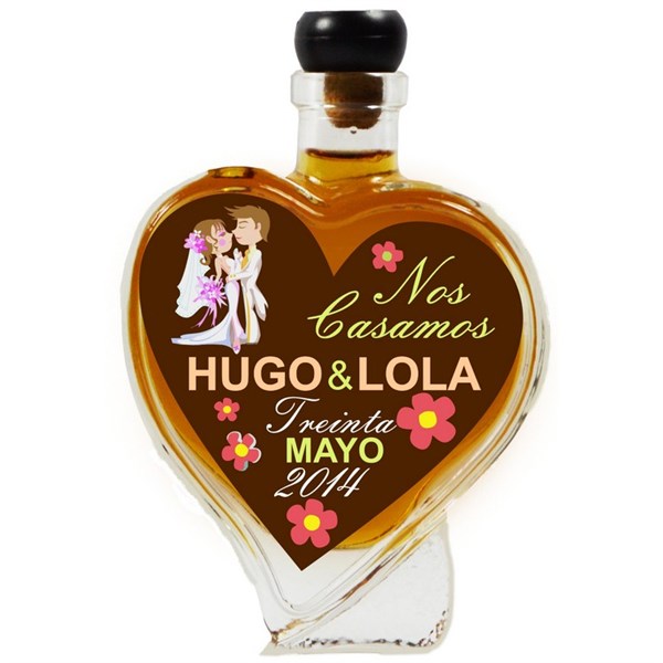 Botella de novios de corazón 13 modelos