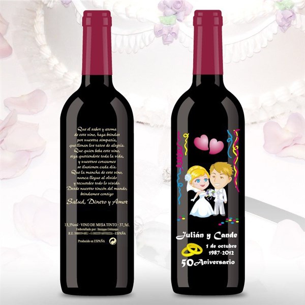 Botella de Vino de 50 aniversario rubios (1)