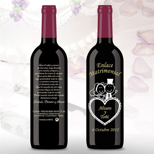 Botella de Vino de boda corazón (1)