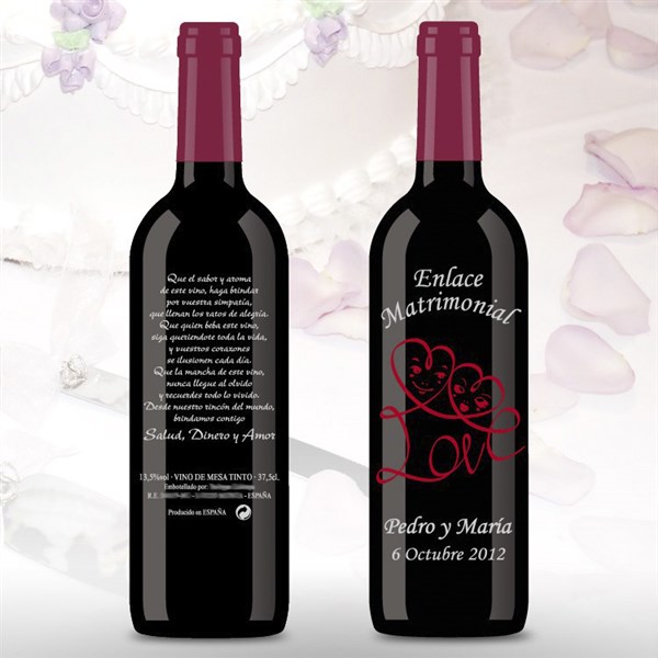 Botella de Vino de boda love (1)