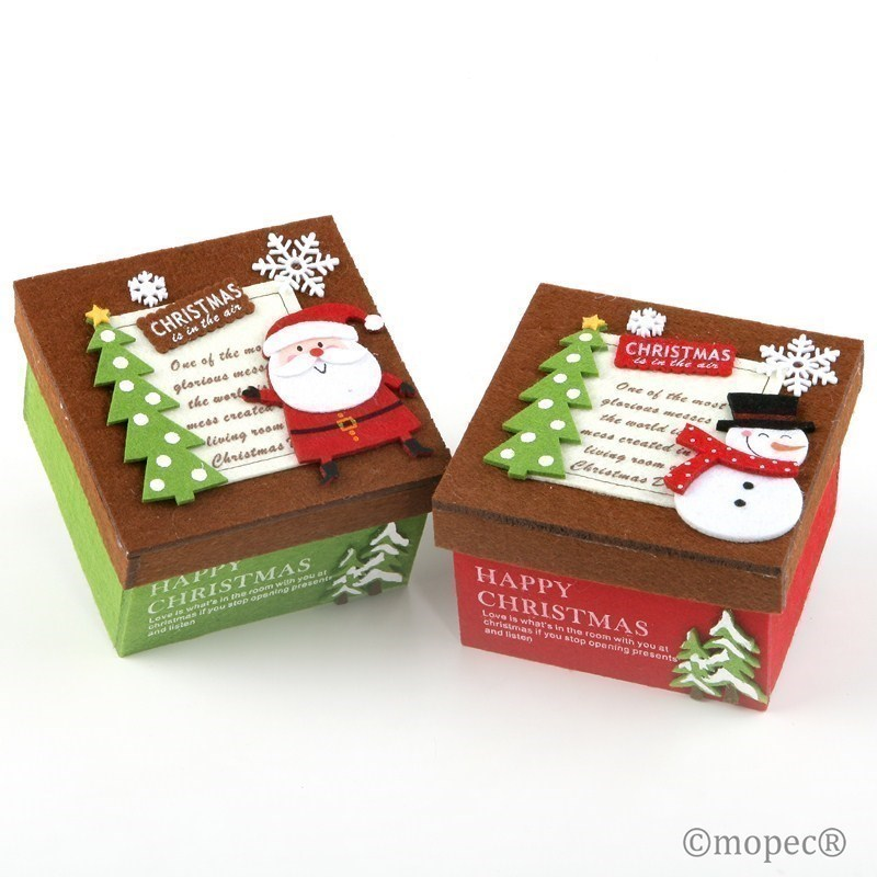 set 2 cajas de fieltro decorada de navidad