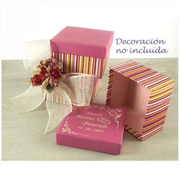 Caja de regalo a rayas rosa o verde (1)
