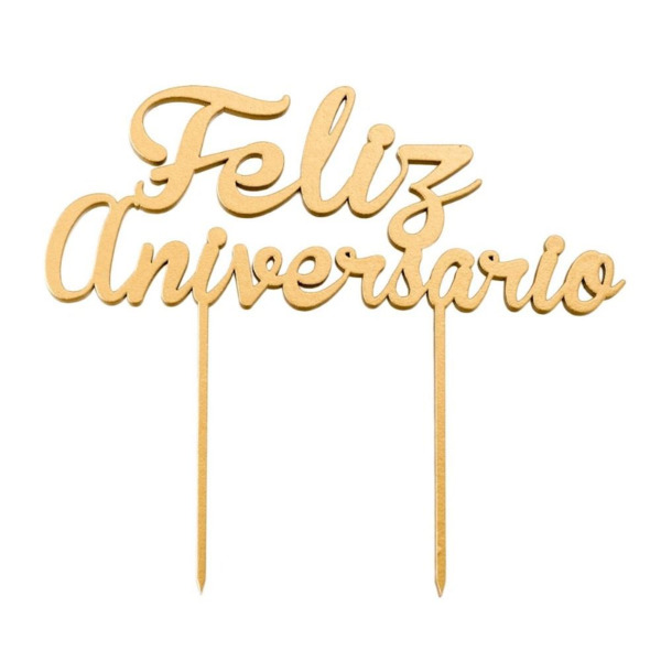 Cake topper de madera Feliz Aniversario