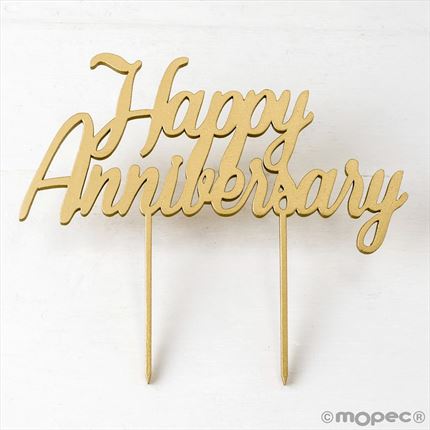 Cake topper de madera Happy Anniversary