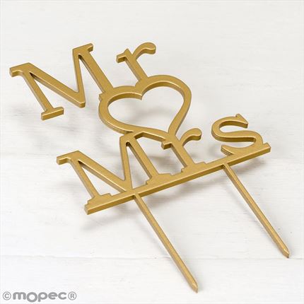 Cake topper de madera para boda Mr & Mrs