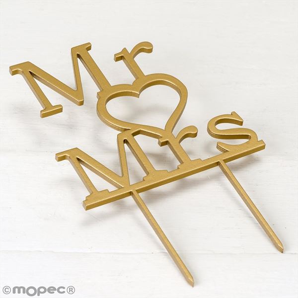 Cake topper de madera para boda Mr & Mrs