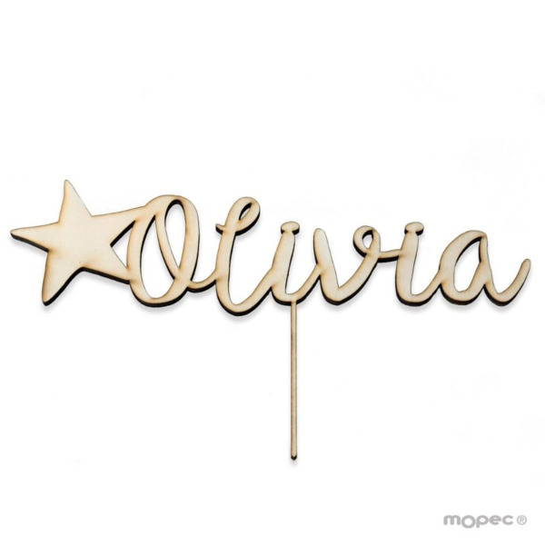 Cake topper madera personalizado con estrella