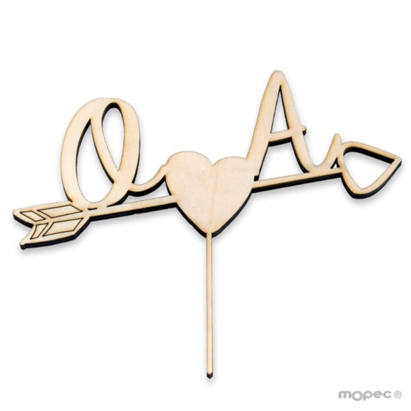 Cake topper madera personalizado con flecha