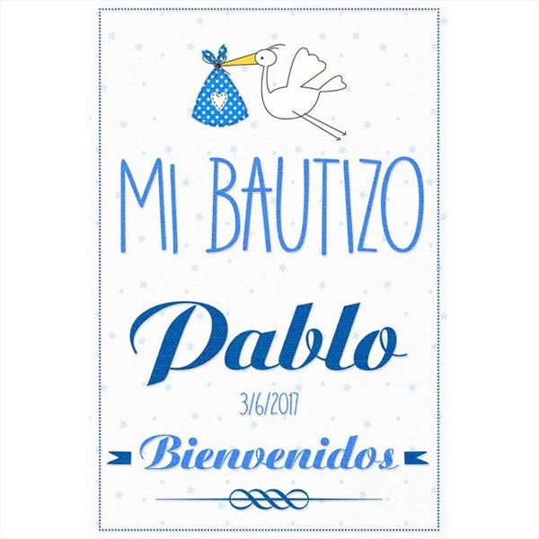Cartel para Bautizo Azul de PVC con soporte