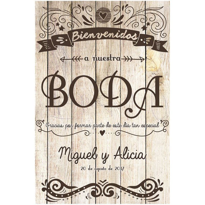 Cartel Para Boda Vintage De Pvc Con Soporte