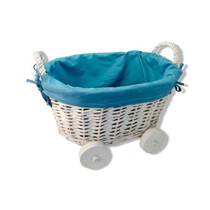 Cesta carrito de bautizo azul