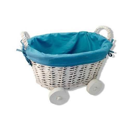 Cesta carrito de bautizo azul