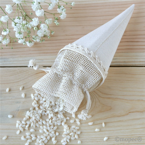 Cono con bolsa marfil para arroz