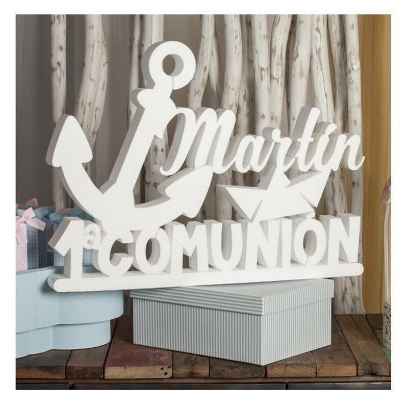 Corcho de comunión con nombre y decoraciones