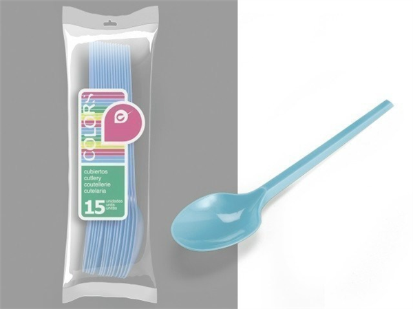 Cucharas azules desechables. Set 15 uds.